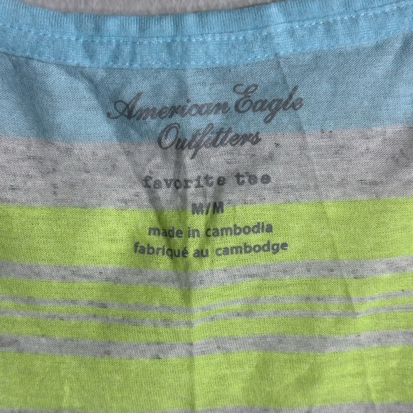 American Eagle Women Favorite Tee stripe neon T-shirt size Medium - Picture 2 of 6
